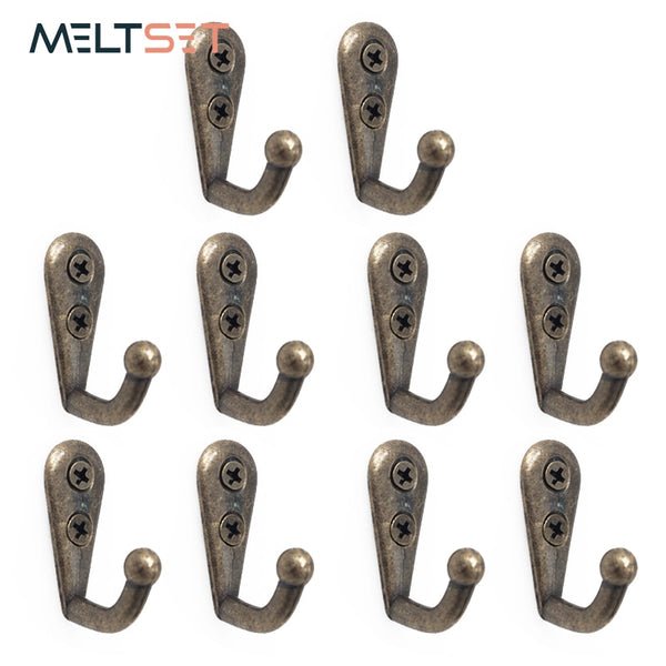 10pcs/lot Retro Prong Hook Clothes Hanger Door Wall Hooks Key Coat Bag Hat Hanging Hangers Kitchen Bathroom Organizer Holder