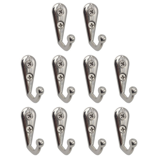 10pcs/lot Retro Prong Hook Clothes Hanger Door Wall Hooks Key Coat Bag Hat Hanging Hangers Kitchen Bathroom Organizer Holder