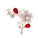 CINDY XIANG Shell And Pearl Flower Brooches For Women Elegant Fashion Pin Red Crystal Brooch Wedding Jewelry High Quality