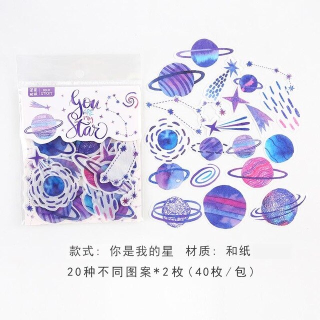 40pcs/lot Cute Washi Paper Stationery Sticker Set Kawaii Stickers Decoration Label For Journal Planner Scrapbooking Album Diary