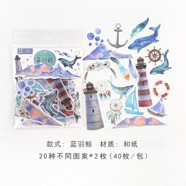 40pcs/lot Cute Washi Paper Stationery Sticker Set Kawaii Stickers Decoration Label For Journal Planner Scrapbooking Album Diary
