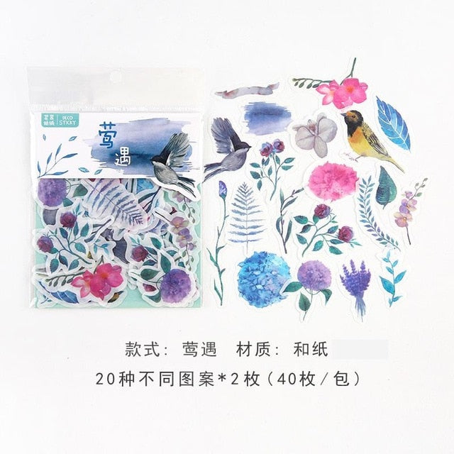40pcs/lot Cute Washi Paper Stationery Sticker Set Kawaii Stickers Decoration Label For Journal Planner Scrapbooking Album Diary