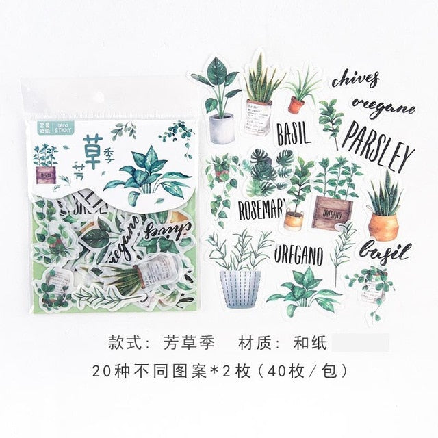 40pcs/lot Cute Washi Paper Stationery Sticker Set Kawaii Stickers Decoration Label For Journal Planner Scrapbooking Album Diary