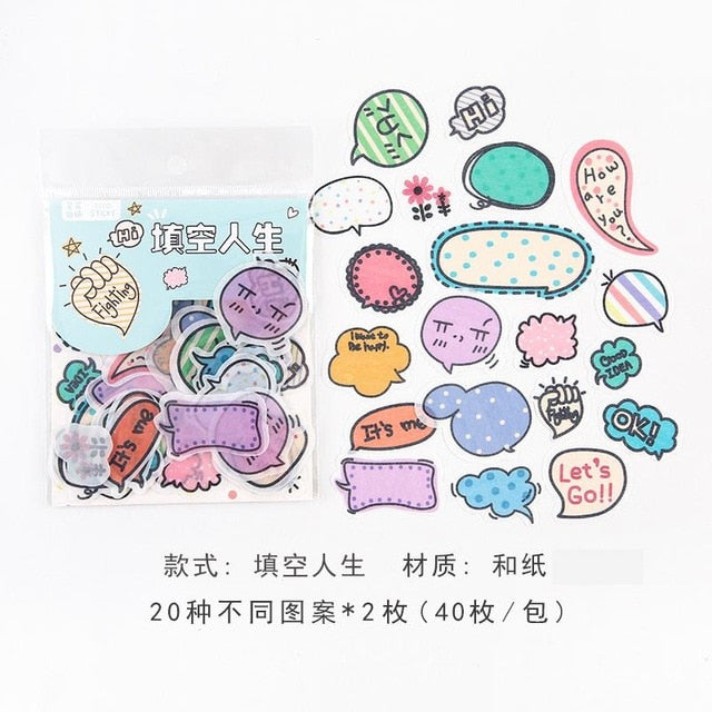 40pcs/lot Cute Washi Paper Stationery Sticker Set Kawaii Stickers Decoration Label For Journal Planner Scrapbooking Album Diary