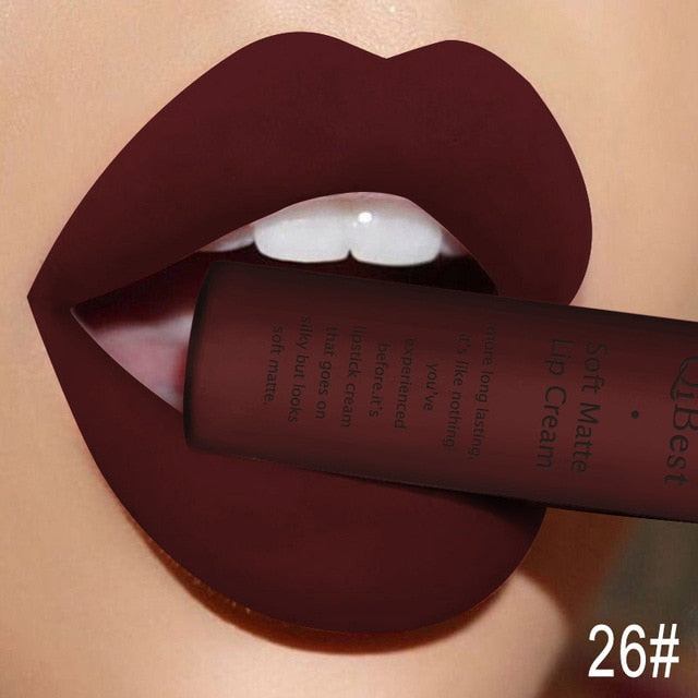 Qibest Brand Makeup Lipstick Matte Lipstick Brown Nude Black Color Liquid Lipstick Lip Gloss Matte Batom Matte Maquiagem Makeup