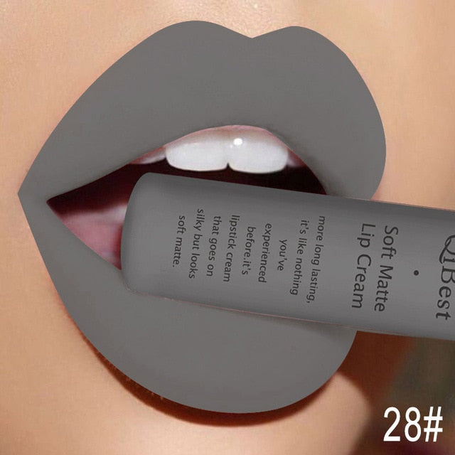 Qibest Brand Makeup Lipstick Matte Lipstick Brown Nude Black Color Liquid Lipstick Lip Gloss Matte Batom Matte Maquiagem Makeup