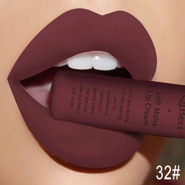 Qibest Brand Makeup Lipstick Matte Lipstick Brown Nude Black Color Liquid Lipstick Lip Gloss Matte Batom Matte Maquiagem Makeup