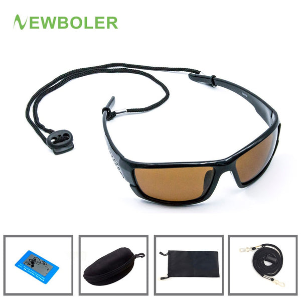 NEWBOLER Polarized Fishing Sunglasses Brown Yellow Lenses Night Version Men Glasses Outdoor Sport Driving Cycling Eyewear UV400