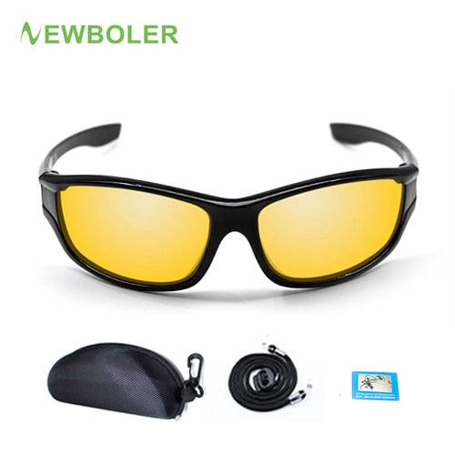 NEWBOLER Polarized Fishing Sunglasses Brown Yellow Lenses Night Version Men Glasses Outdoor Sport Driving Cycling Eyewear UV400