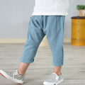 New 2-7y 2018 Summer Solid Color Linen Pleated Children Ankle-length Pants for Baby Boys Pants Harem Pants for Kids Child