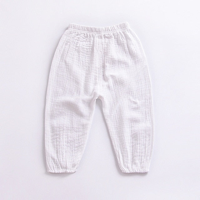New 2-7y 2018 Summer Solid Color Linen Pleated Children Ankle-length Pants for Baby Boys Pants Harem Pants for Kids Child