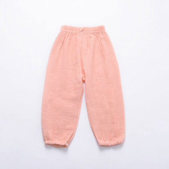 New 2-7y 2018 Summer Solid Color Linen Pleated Children Ankle-length Pants for Baby Boys Pants Harem Pants for Kids Child