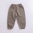 New 2-7y 2018 Summer Solid Color Linen Pleated Children Ankle-length Pants for Baby Boys Pants Harem Pants for Kids Child
