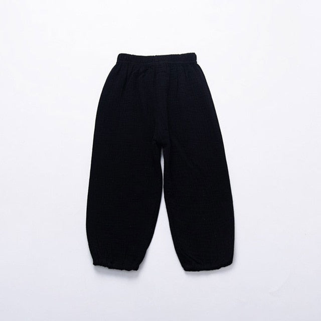 New 2-7y 2018 Summer Solid Color Linen Pleated Children Ankle-length Pants for Baby Boys Pants Harem Pants for Kids Child