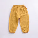 New 2-7y 2018 Summer Solid Color Linen Pleated Children Ankle-length Pants for Baby Boys Pants Harem Pants for Kids Child