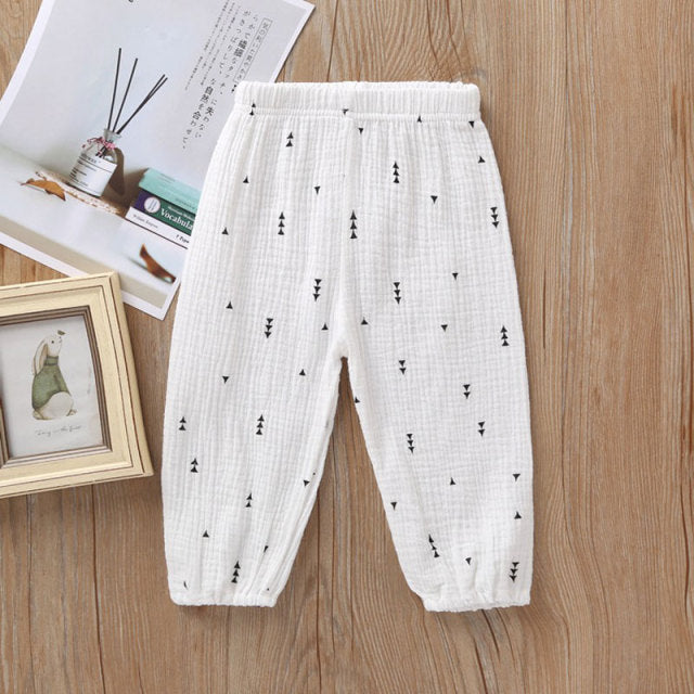 New 2-7y 2018 Summer Solid Color Linen Pleated Children Ankle-length Pants for Baby Boys Pants Harem Pants for Kids Child