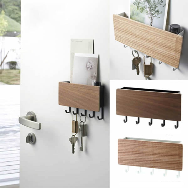 Key Hanger Decorative Simple Small Wall Hooks Space Saving Easy Install Home Vintage Wooden Door Back Storage Rack Holder
