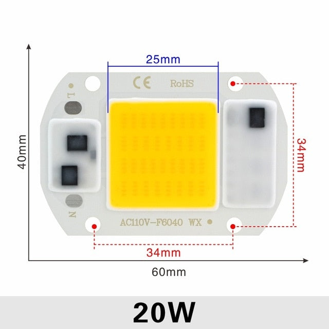 LED COB Chip 10W 20W 30W 50W 220V Smart IC No Need Driver 3W 5W 7W 9W LED Bulb Lamp for Flood Light Spotlight Diy Lighting