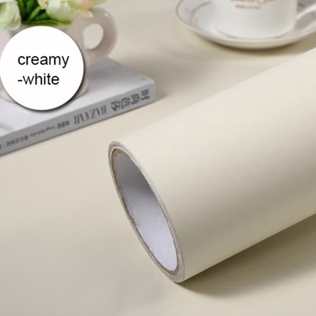 Pearl White DIY Decorative Film PVC Self adhesive Wall paper Furniture Renovation Stickers Kitchen Cabinet Waterproof Wallpaper