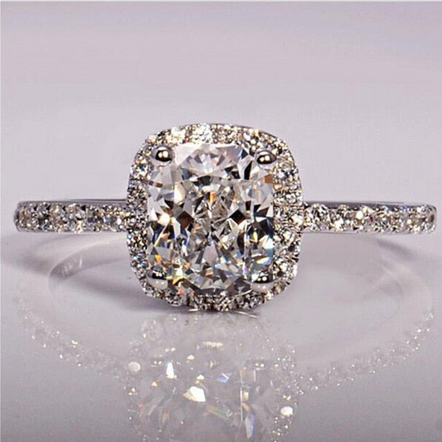 CC Trendy Jewelry S925 Rings For Women Cubic Zirconia Charms Bridal Wedding Engagement White Gold Color Ring Drop Shipping