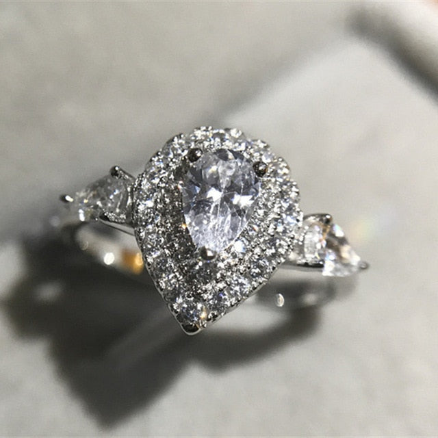 CC Trendy Jewelry S925 Rings For Women Cubic Zirconia Charms Bridal Wedding Engagement White Gold Color Ring Drop Shipping