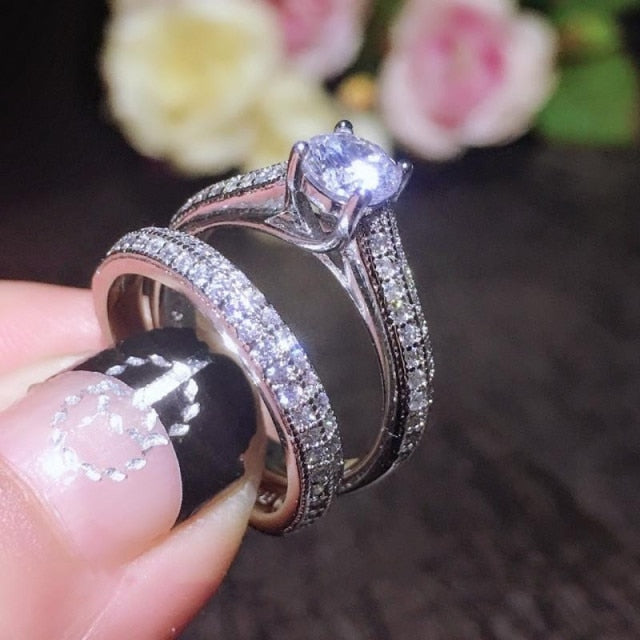 CC Trendy Jewelry S925 Rings For Women Cubic Zirconia Charms Bridal Wedding Engagement White Gold Color Ring Drop Shipping