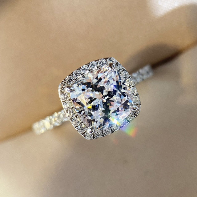 CC Trendy Jewelry S925 Rings For Women Cubic Zirconia Charms Bridal Wedding Engagement White Gold Color Ring Drop Shipping