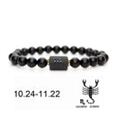 Black stone Beads 12 constellation couple Bracelet Men Bracelets For Women Pulseras Moda Masculina Hombre Man Mens Jewellery