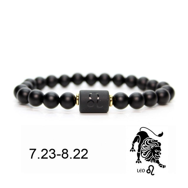 Black stone Beads 12 constellation couple Bracelet Men Bracelets For Women Pulseras Moda Masculina Hombre Man Mens Jewellery