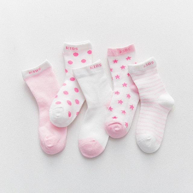 5 Pairs/lot 0 to 7 Years Spring Summer Thin Mesh Socks For Girls Boys Cute Animal Children's Thin Sock Baby Newborn Short Socks