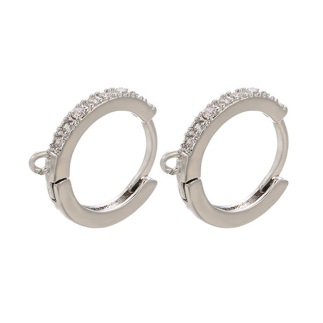 ZHUKOU 13x14mm one pair crystal hoop earrings for women jewelry DIY small earrings hooks jewelry accessories making model:VE82
