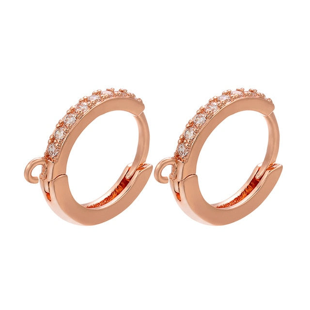 ZHUKOU 13x14mm one pair crystal hoop earrings for women jewelry DIY small earrings hooks jewelry accessories making model:VE82