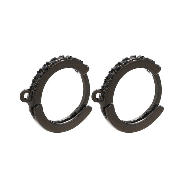 ZHUKOU 13x14mm one pair crystal hoop earrings for women jewelry DIY small earrings hooks jewelry accessories making model:VE82