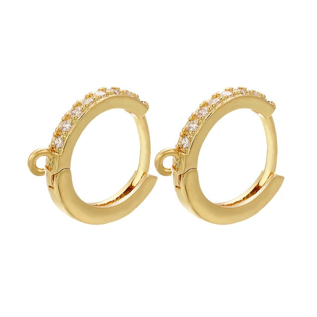 ZHUKOU 13x14mm one pair crystal hoop earrings for women jewelry DIY small earrings hooks jewelry accessories making model:VE82