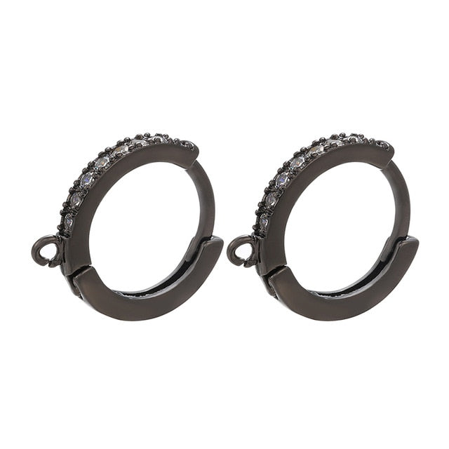 ZHUKOU 13x14mm one pair crystal hoop earrings for women jewelry DIY small earrings hooks jewelry accessories making model:VE82