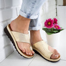 Women Shoes  PU Leather Comfy Platform Flat Sole Ladies Casual Soft Big Toe Foot Correction Sandal Orthopedic Bunion Corrector-C