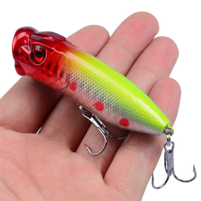 Hot 1pcs Fishing Lures 6.5cm/12g Topwater Popper Bait 5 Color Hard Bait Artificial Wobblers Plastic Fishing Tackle With 6