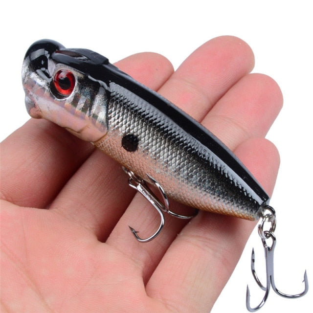 Hot 1pcs Fishing Lures 6.5cm/12g Topwater Popper Bait 5 Color Hard Bait Artificial Wobblers Plastic Fishing Tackle With 6