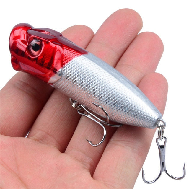 Hot 1pcs Fishing Lures 6.5cm/12g Topwater Popper Bait 5 Color Hard Bait Artificial Wobblers Plastic Fishing Tackle With 6