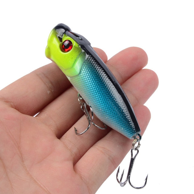 Hot 1pcs Fishing Lures 6.5cm/12g Topwater Popper Bait 5 Color Hard Bait Artificial Wobblers Plastic Fishing Tackle With 6