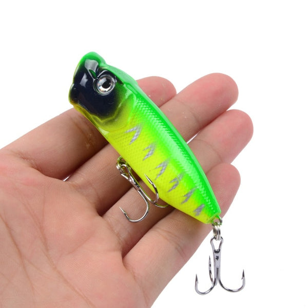 Hot 1pcs Fishing Lures 6.5cm/12g Topwater Popper Bait 5 Color Hard Bait Artificial Wobblers Plastic Fishing Tackle With 6# Hooks