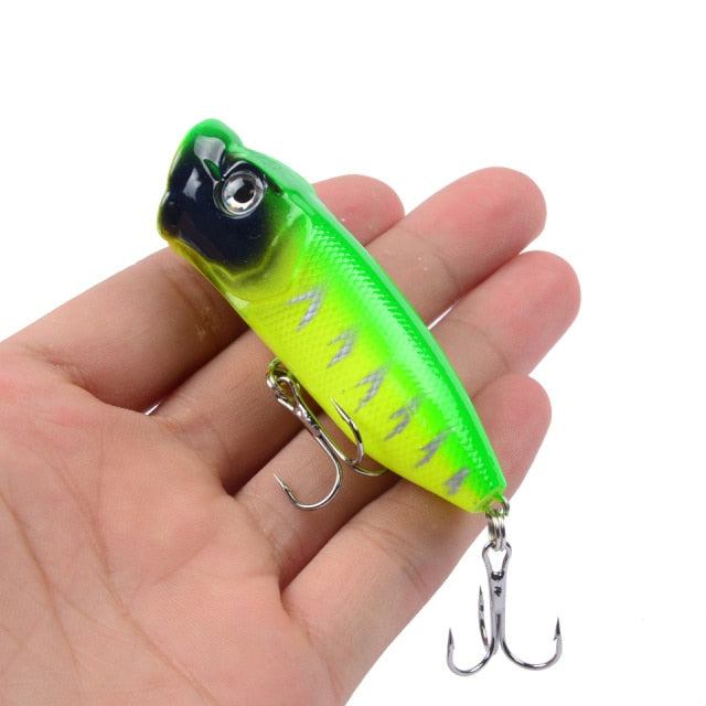 Hot 1pcs Fishing Lures 6.5cm/12g Topwater Popper Bait 5 Color Hard Bait Artificial Wobblers Plastic Fishing Tackle With 6