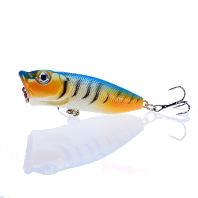 Hot 1pcs Fishing Lures 6.5cm/12g Topwater Popper Bait 5 Color Hard Bait Artificial Wobblers Plastic Fishing Tackle With 6