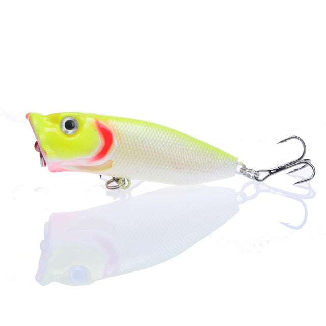 Hot 1pcs Fishing Lures 6.5cm/12g Topwater Popper Bait 5 Color Hard Bait Artificial Wobblers Plastic Fishing Tackle With 6