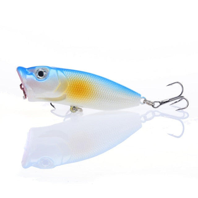 Hot 1pcs Fishing Lures 6.5cm/12g Topwater Popper Bait 5 Color Hard Bait Artificial Wobblers Plastic Fishing Tackle With 6
