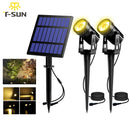 T-SUNRISE Solar Powered Spotlight 2 Warm White Lights Solar Panel Outdoor Lighting Landscape Yard Garden Tree Separately Lamp