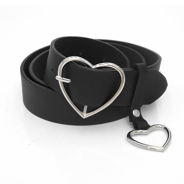 PKWYKLRE New sweetheart buckle with adjustable ladies luxury brand cute Heart-shaped thin belt high quality punk fashion belts