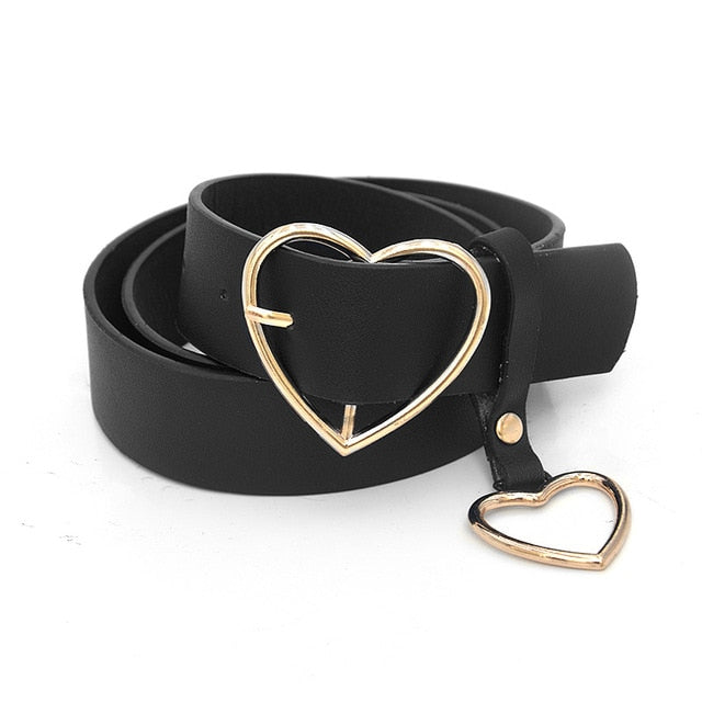 PKWYKLRE New sweetheart buckle with adjustable ladies luxury brand cute Heart-shaped thin belt high quality punk fashion belts