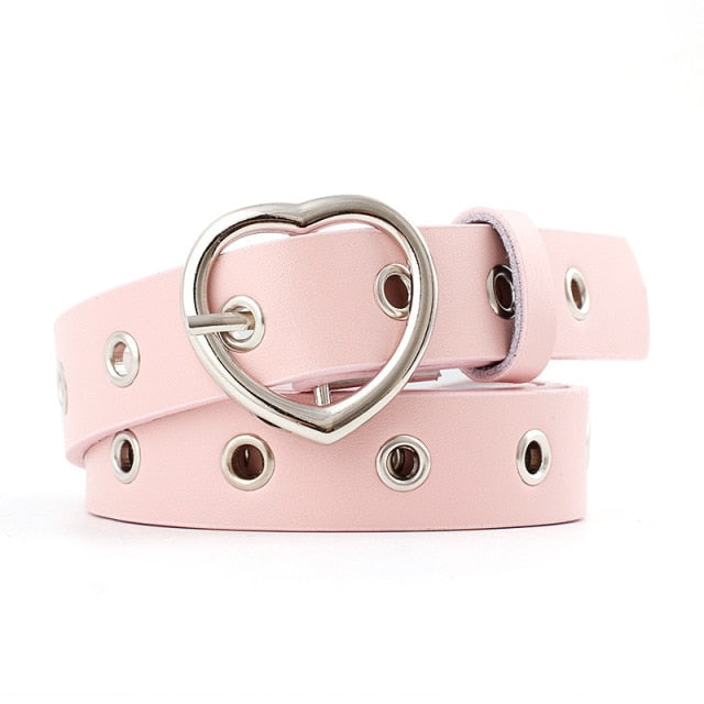 PKWYKLRE New sweetheart buckle with adjustable ladies luxury brand cute Heart-shaped thin belt high quality punk fashion belts