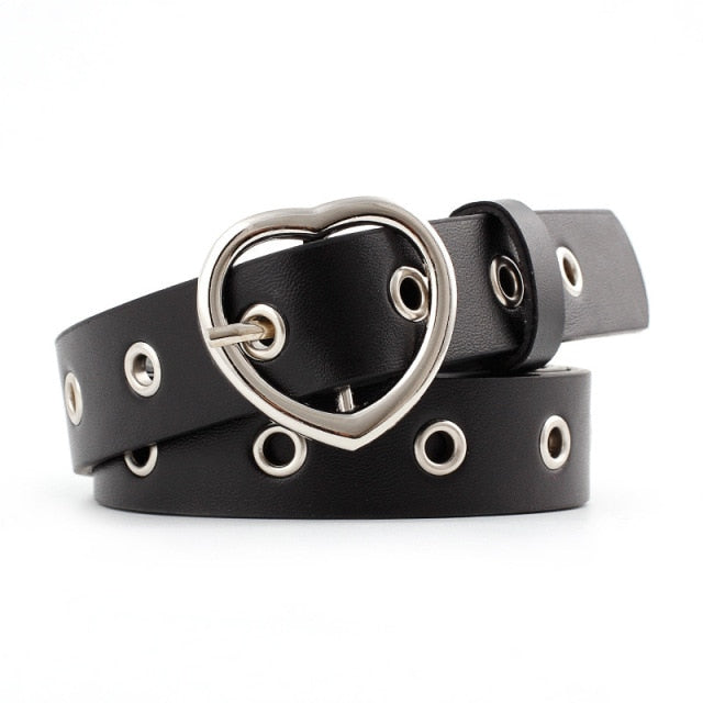 PKWYKLRE New sweetheart buckle with adjustable ladies luxury brand cute Heart-shaped thin belt high quality punk fashion belts